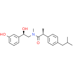 Chemical structure of N-((2R)-2-hydroxy-2-(3-hydroxyphenyl)ethyl)-N-methyl-2-(4-(2-methylpropyl)phenyl)propanamide (CAS 2575516-57-1)